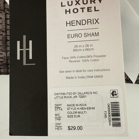 Luxury Hotel Hendrix Euro Sham 26" Square Brown - Picture 5 of 5